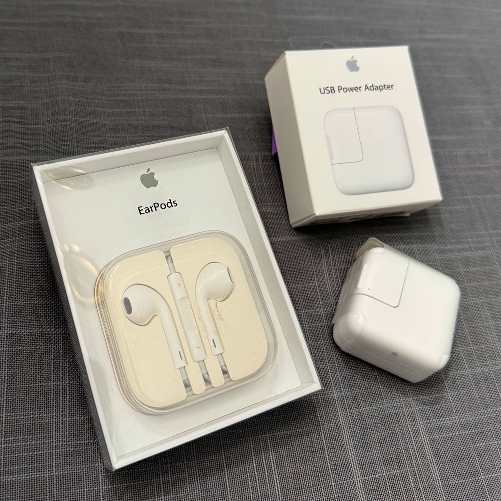 Authentic Apple Bundle (Power Adapters + Ear Pods-w/ remote, mic & vol control)